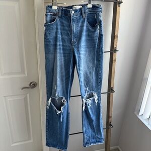 Abercrombie & Fitch Curve Love Ultra High Rise Distressed Jeans
